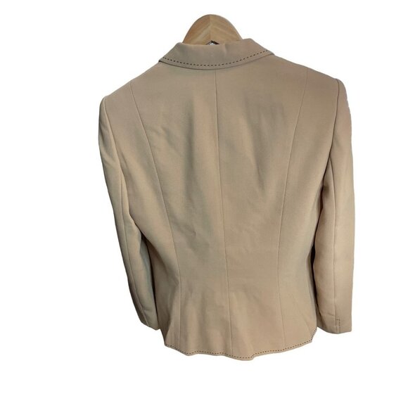 Vintage 90s Larry Levine Tan Three Button Suit Jacket Blazer Sz 6 - Picture 2 of 10